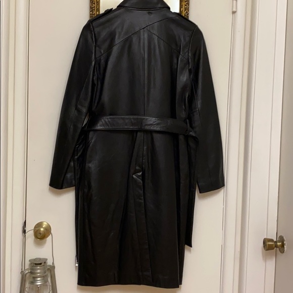 Kenneth Cole black leather zip up trench coat S - Picture 6 of 11